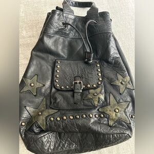 Gently Used Aged Buffalo Leather Backpack w/Star Detail
